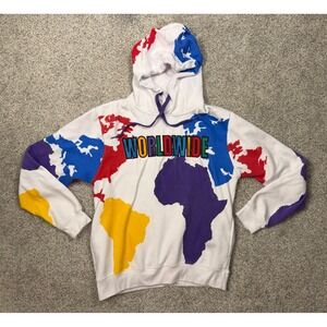 Evolution In Design Hoodie World‎ Map Large White Streetwear Worldwide Graphic